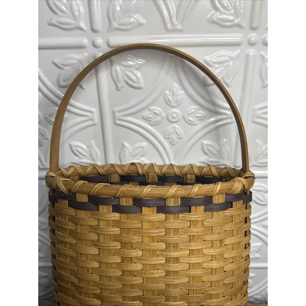 Vtg Woven Wall Hanging Basket Letter Key Holder Cottage Cabin Core